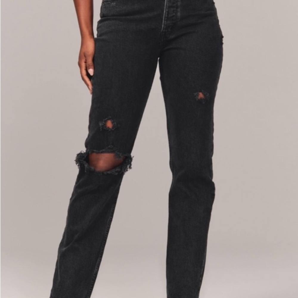 Abercrombie & Fitch Black Straight Leg Jeans 2L